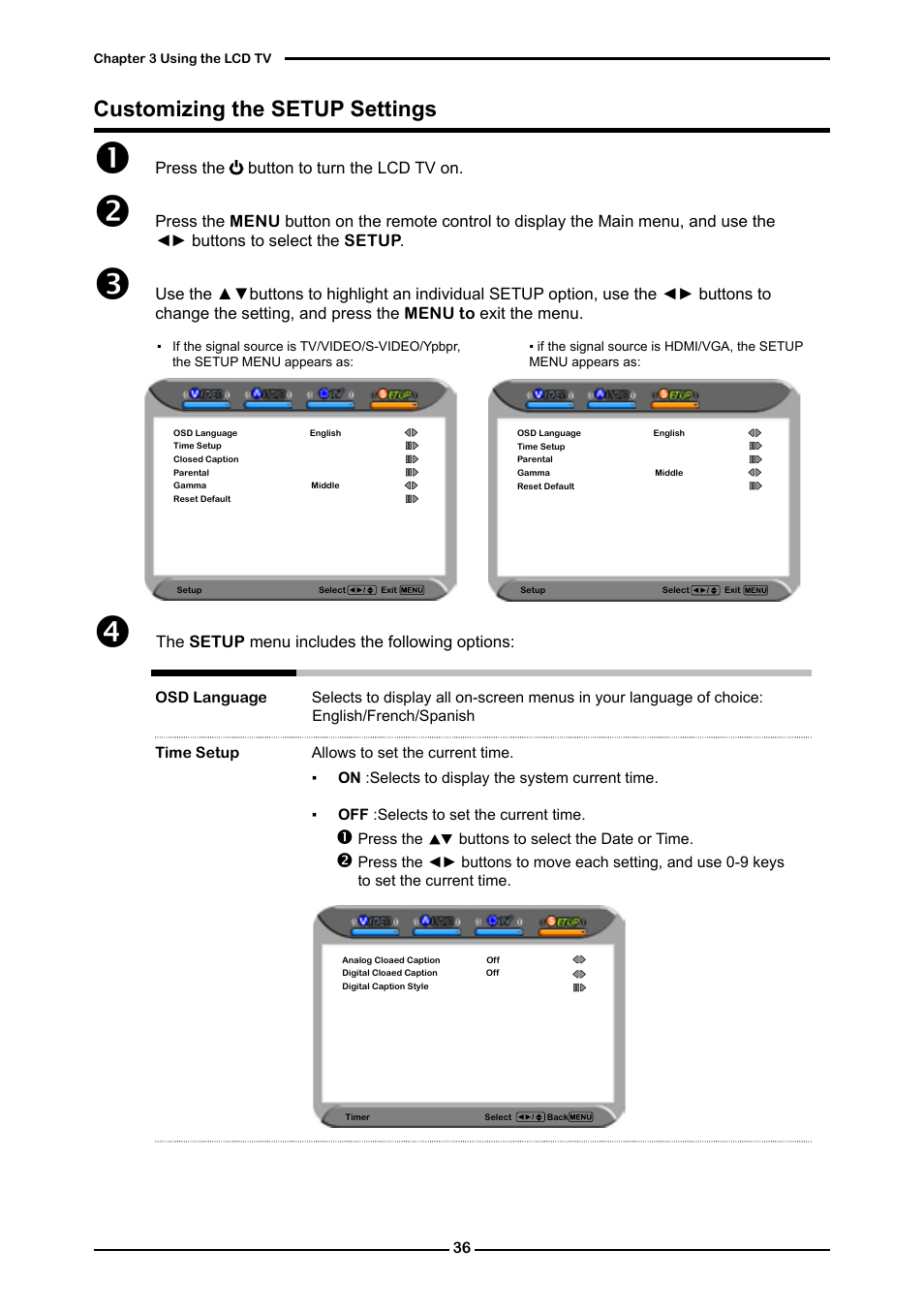 Customizing the setup settings | Memorex MLT3221 User Manual | Page 40 / 53