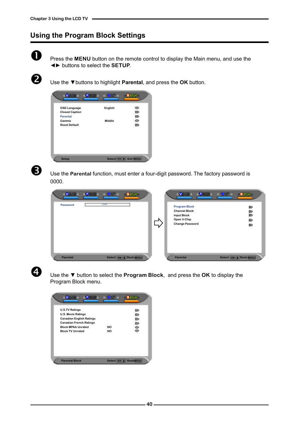 Using the program block settings | Memorex MLT3221 User Manual | Page 44 / 53