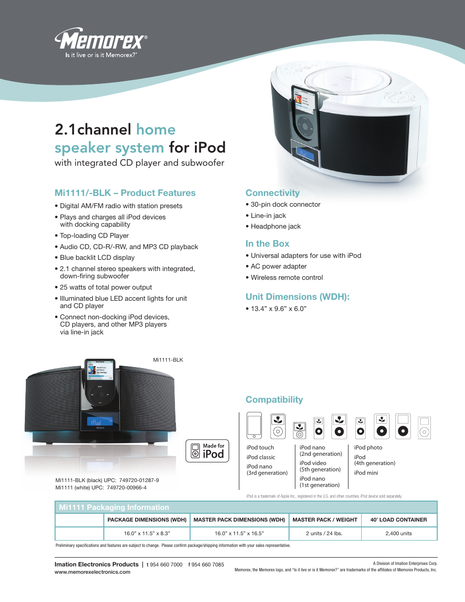 Memorex Mi1111-BLK User Manual | 1 page
