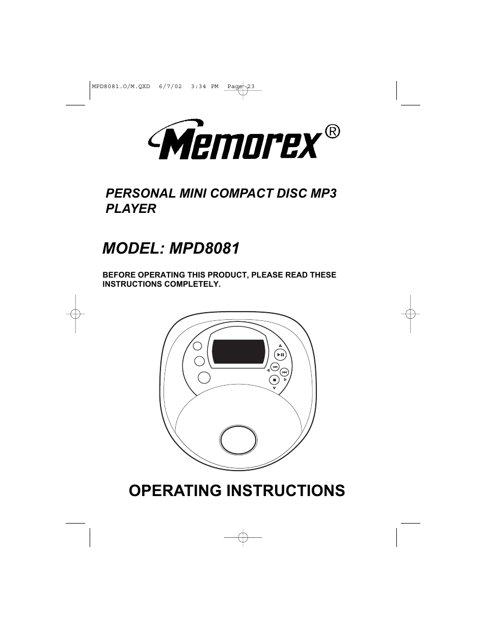 Memorex MPD8081 User Manual | 23 pages