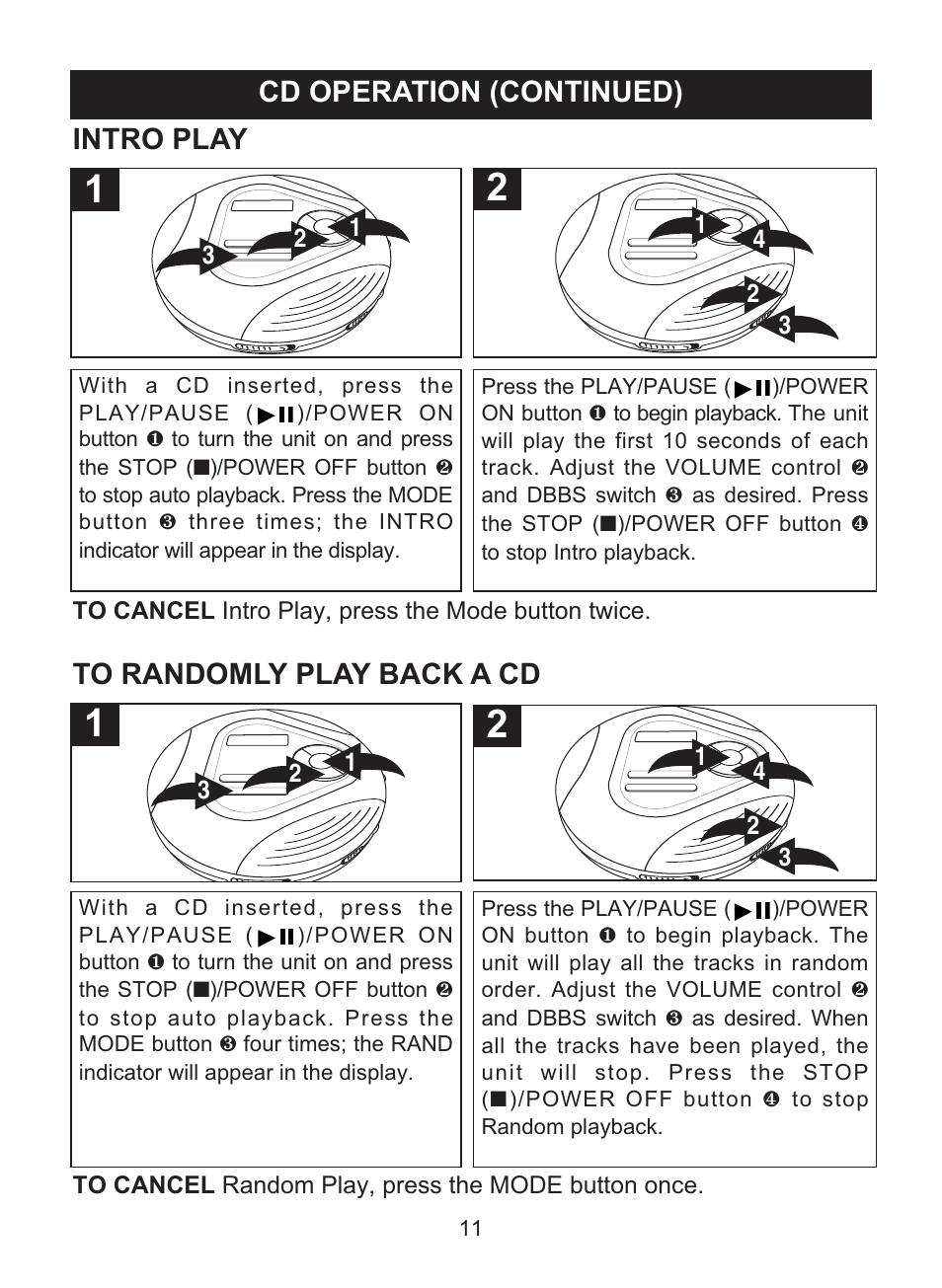 Cd operation (continued), Intro play | Memorex MD6460 User Manual | Page 12 / 34