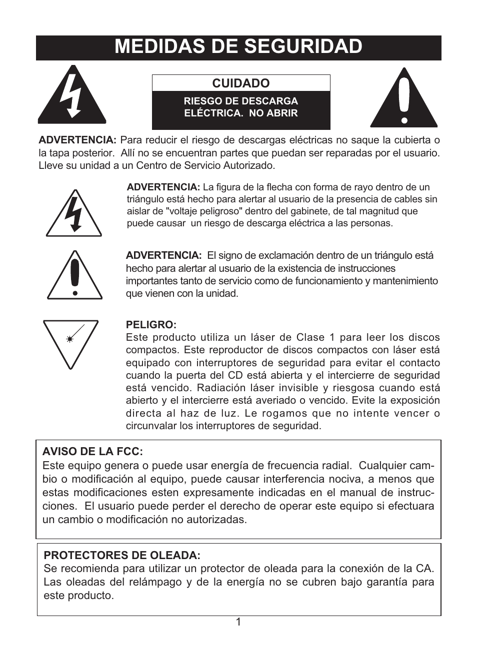 Medidas de seguridad | Memorex MD6460 User Manual | Page 19 / 34