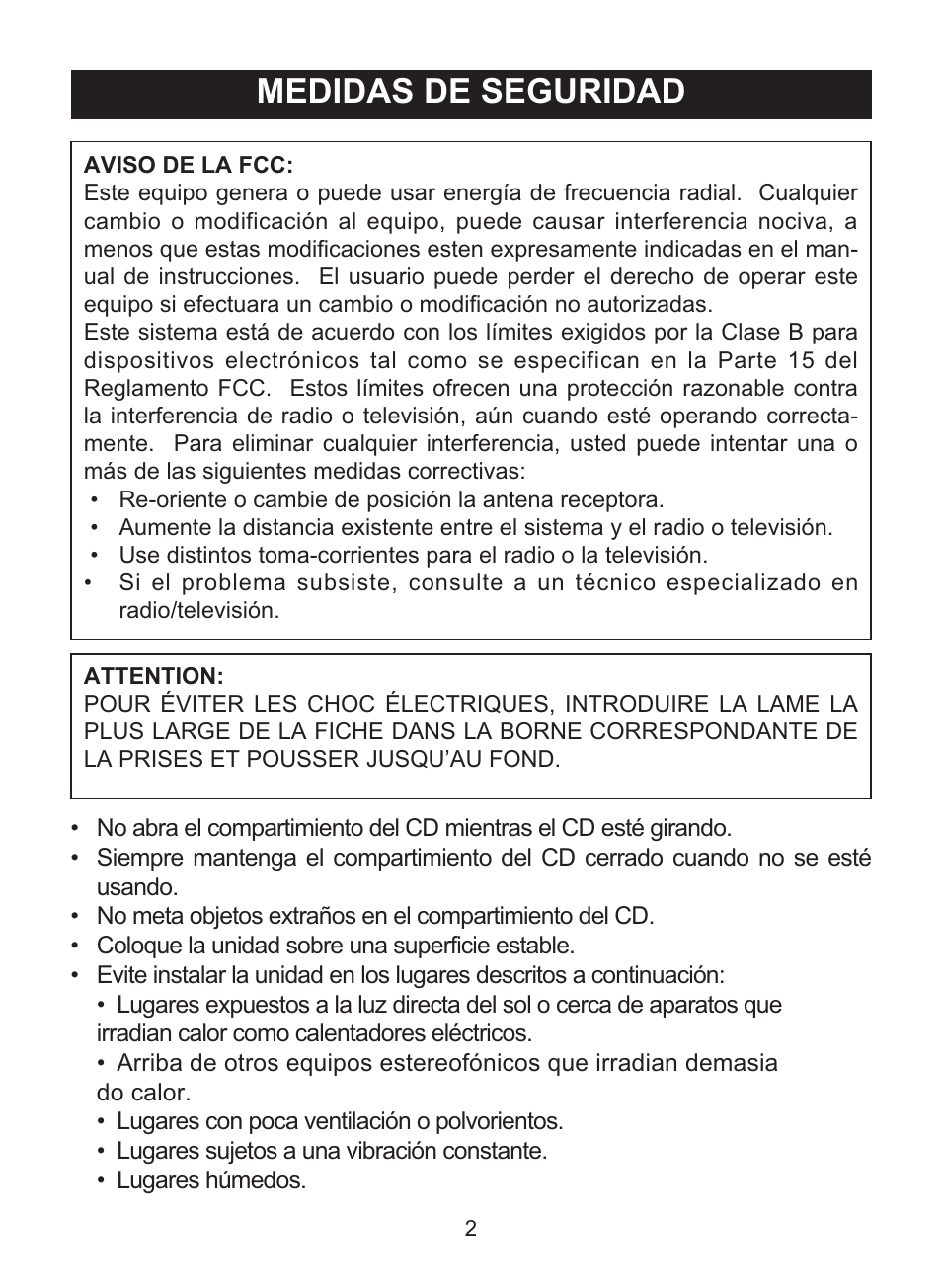 Medidas de seguridad | Memorex MD6460 User Manual | Page 20 / 34