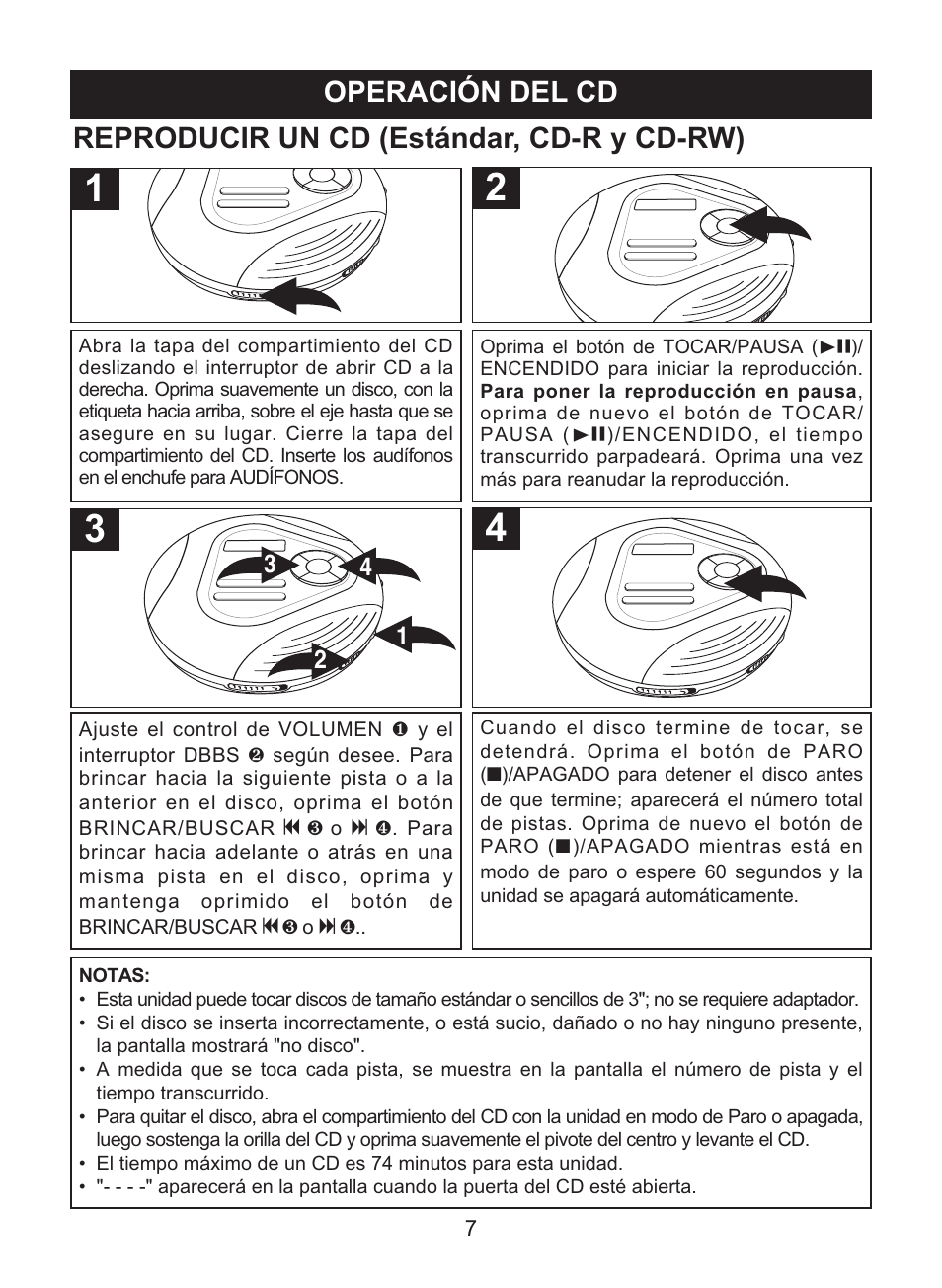 Operación del cd, Reproducir un cd (estándar, cd-r y cd-rw) | Memorex MD6460 User Manual | Page 25 / 34