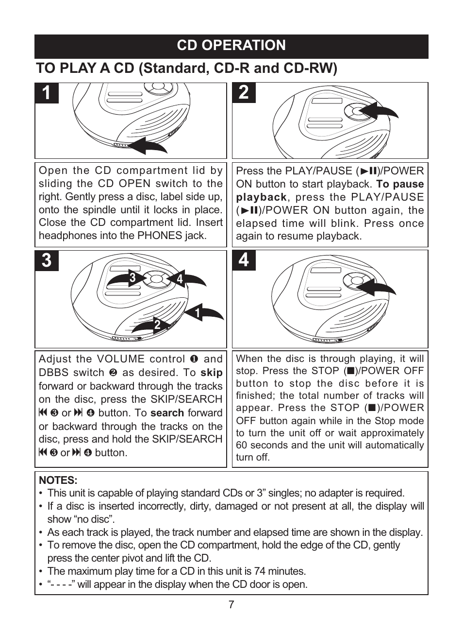 Cd operation | Memorex MD6460 User Manual | Page 8 / 34