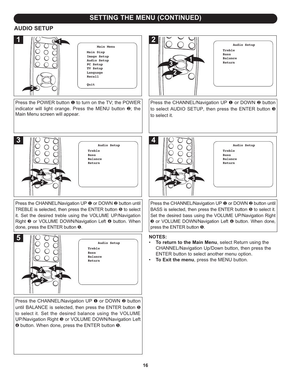 Setting the menu (continued), Audio setup | Memorex MLT1522 User Manual | Page 17 / 34