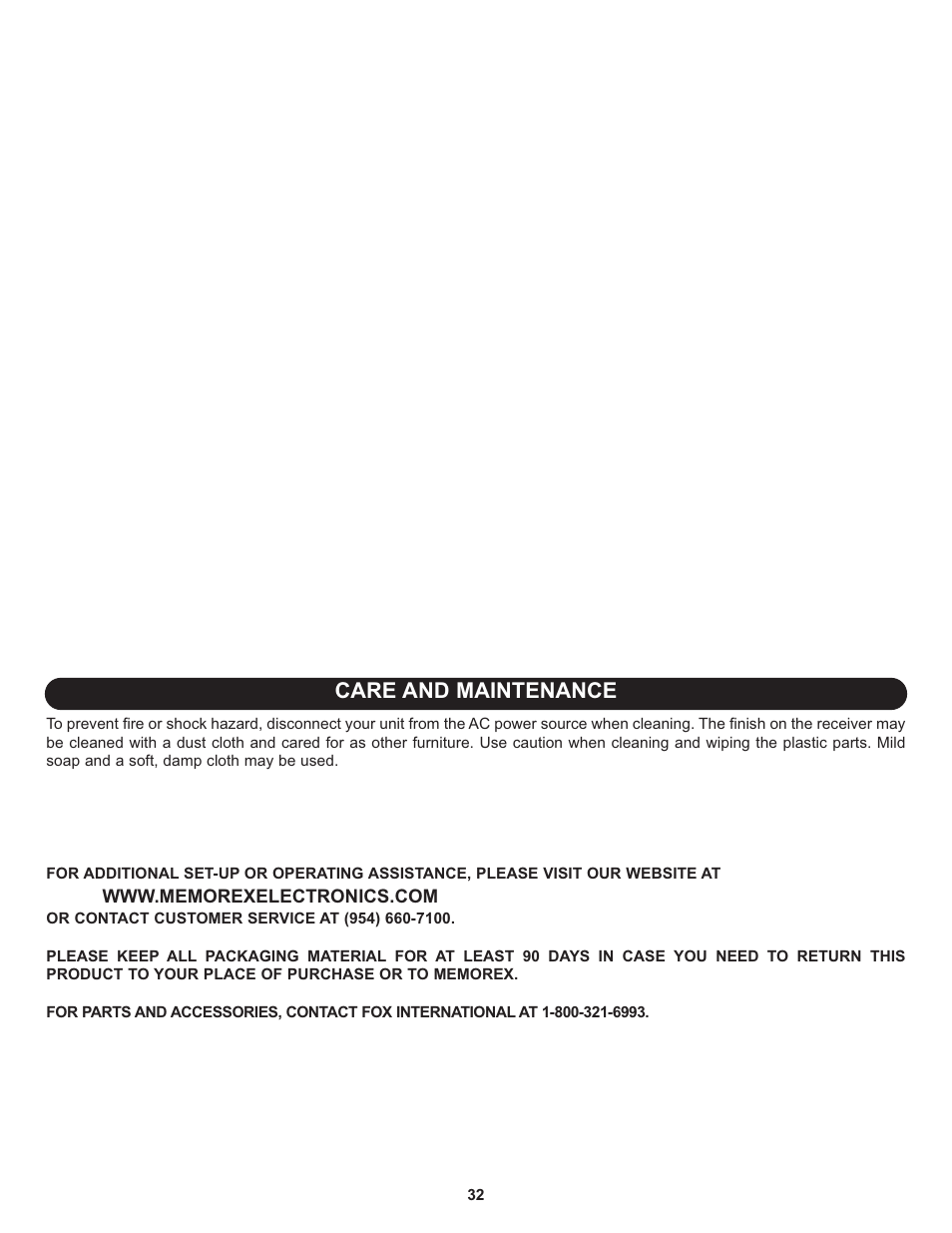 Care and maintenance | Memorex MLT1522 User Manual | Page 33 / 34