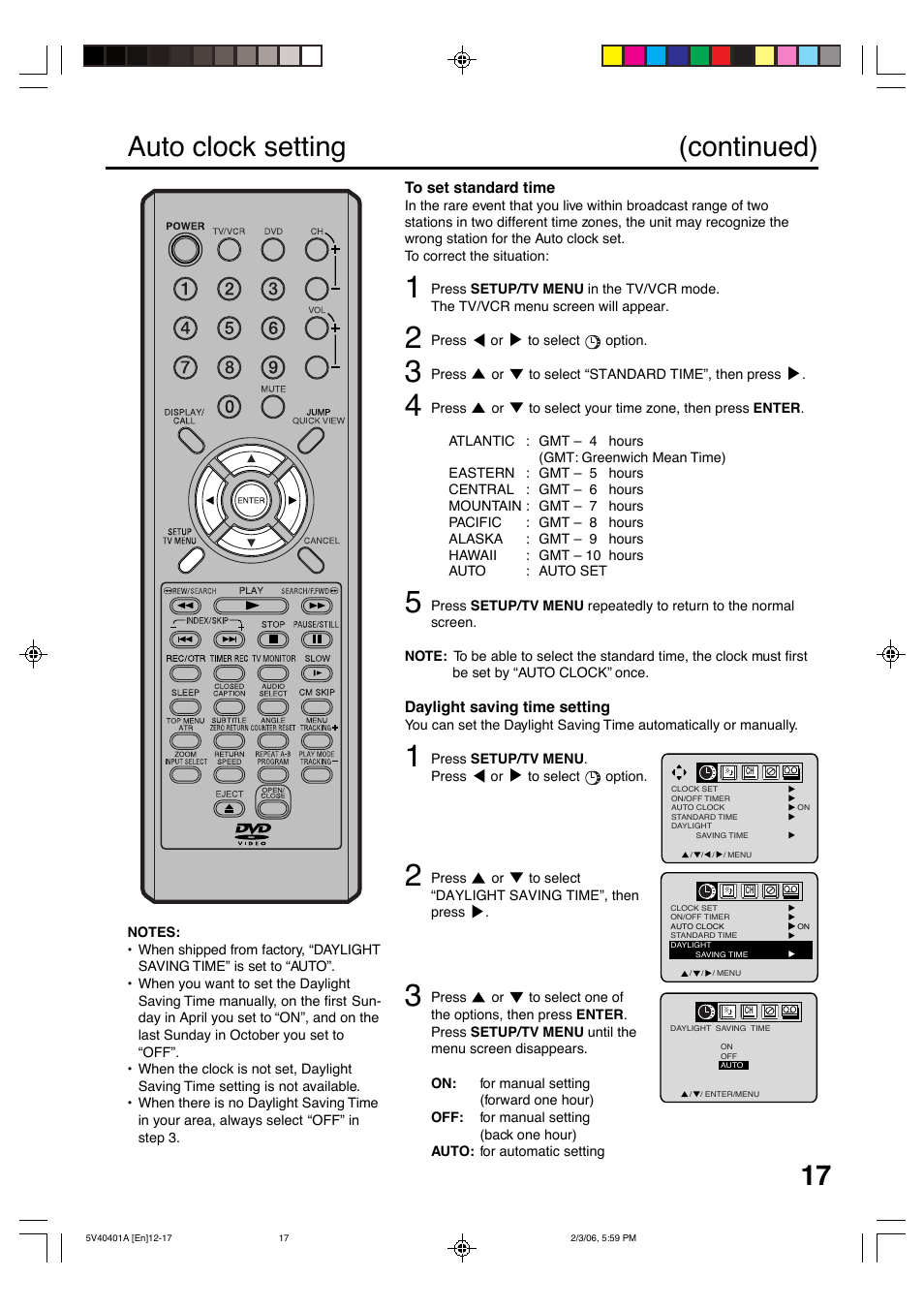 Auto clock setting (continued) | Memorex MVDT2002A User Manual | Page 17 / 65