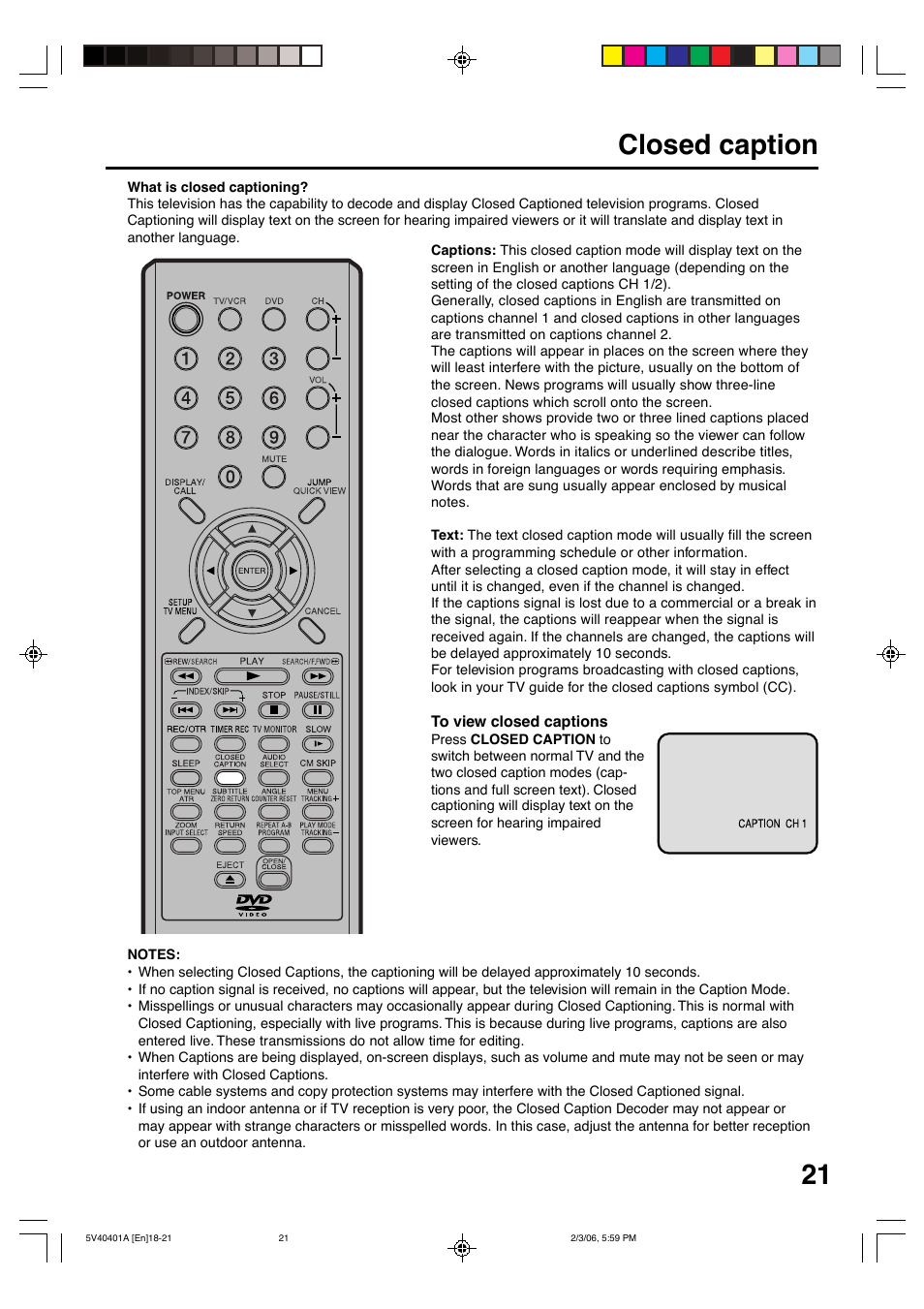 Closed caption | Memorex MVDT2002A User Manual | Page 21 / 65