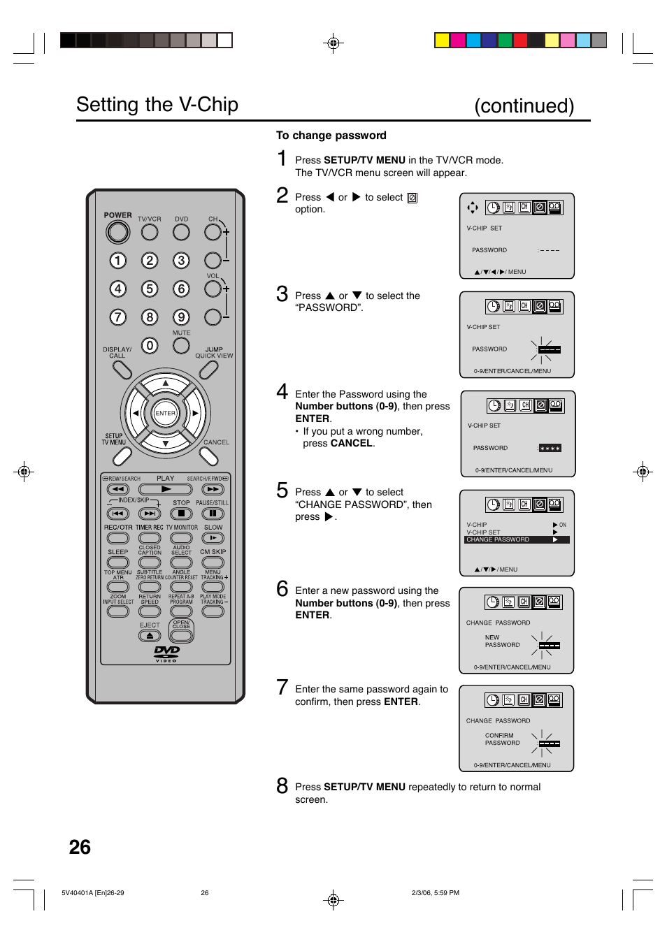 Setting the v-chip (continued) | Memorex MVDT2002A User Manual | Page 26 / 65