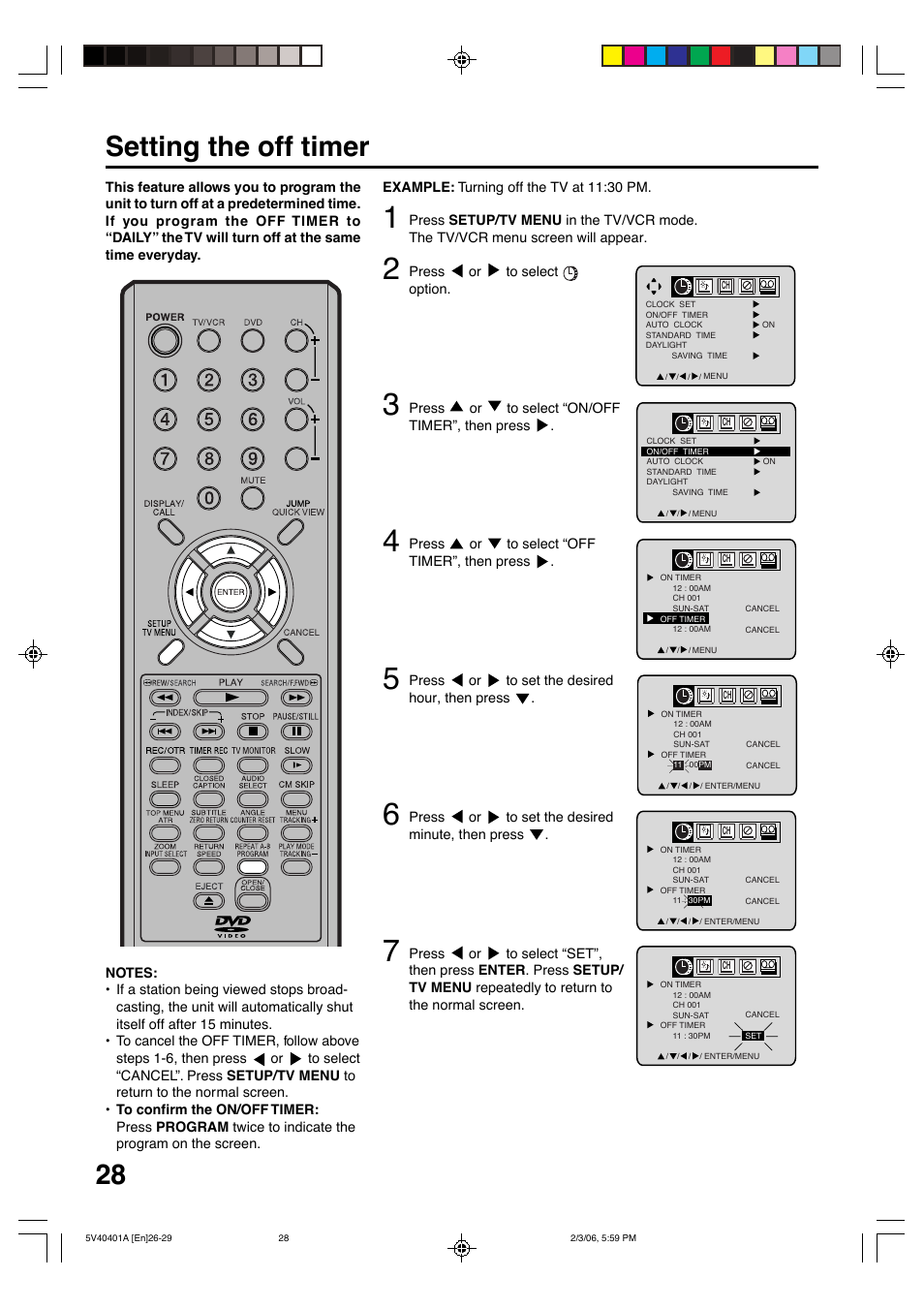 28 setting the off timer | Memorex MVDT2002A User Manual | Page 28 / 65