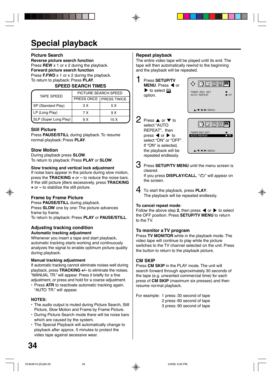 34 special playback | Memorex MVDT2002A User Manual | Page 34 / 65