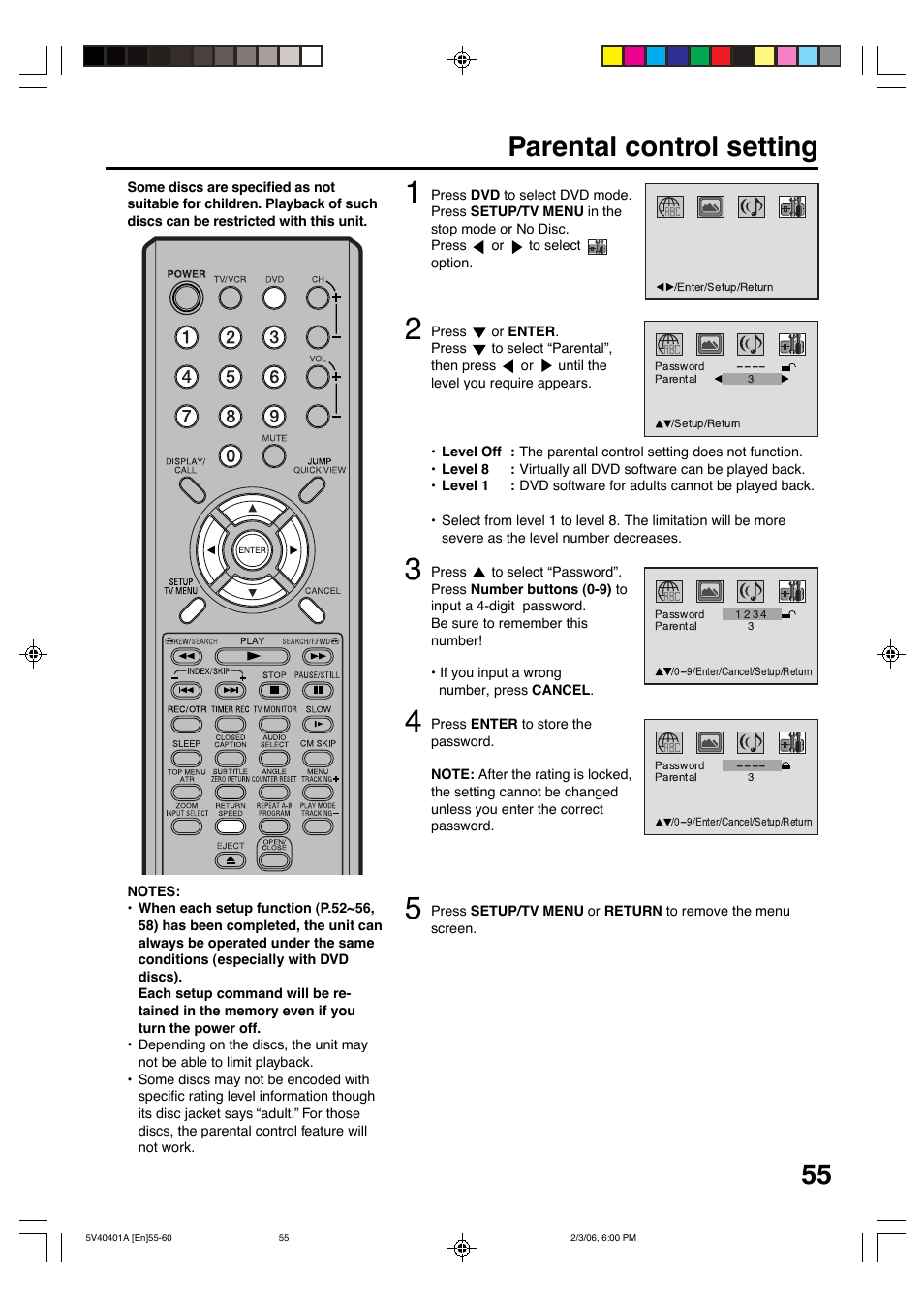 55 parental control setting | Memorex MVDT2002A User Manual | Page 55 / 65