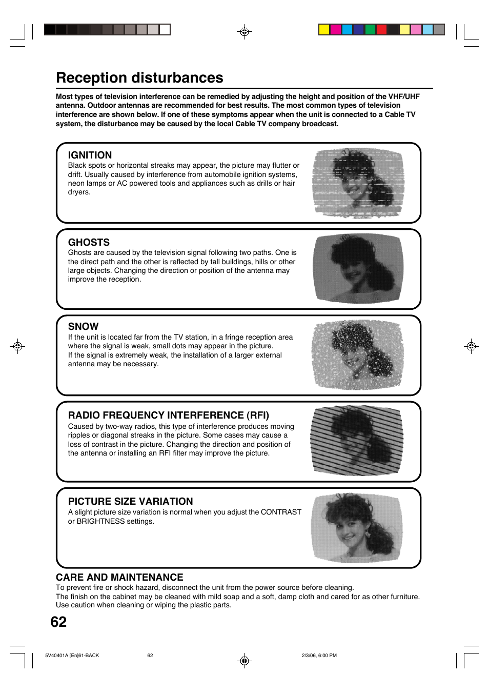 Reception disturbances | Memorex MVDT2002A User Manual | Page 62 / 65