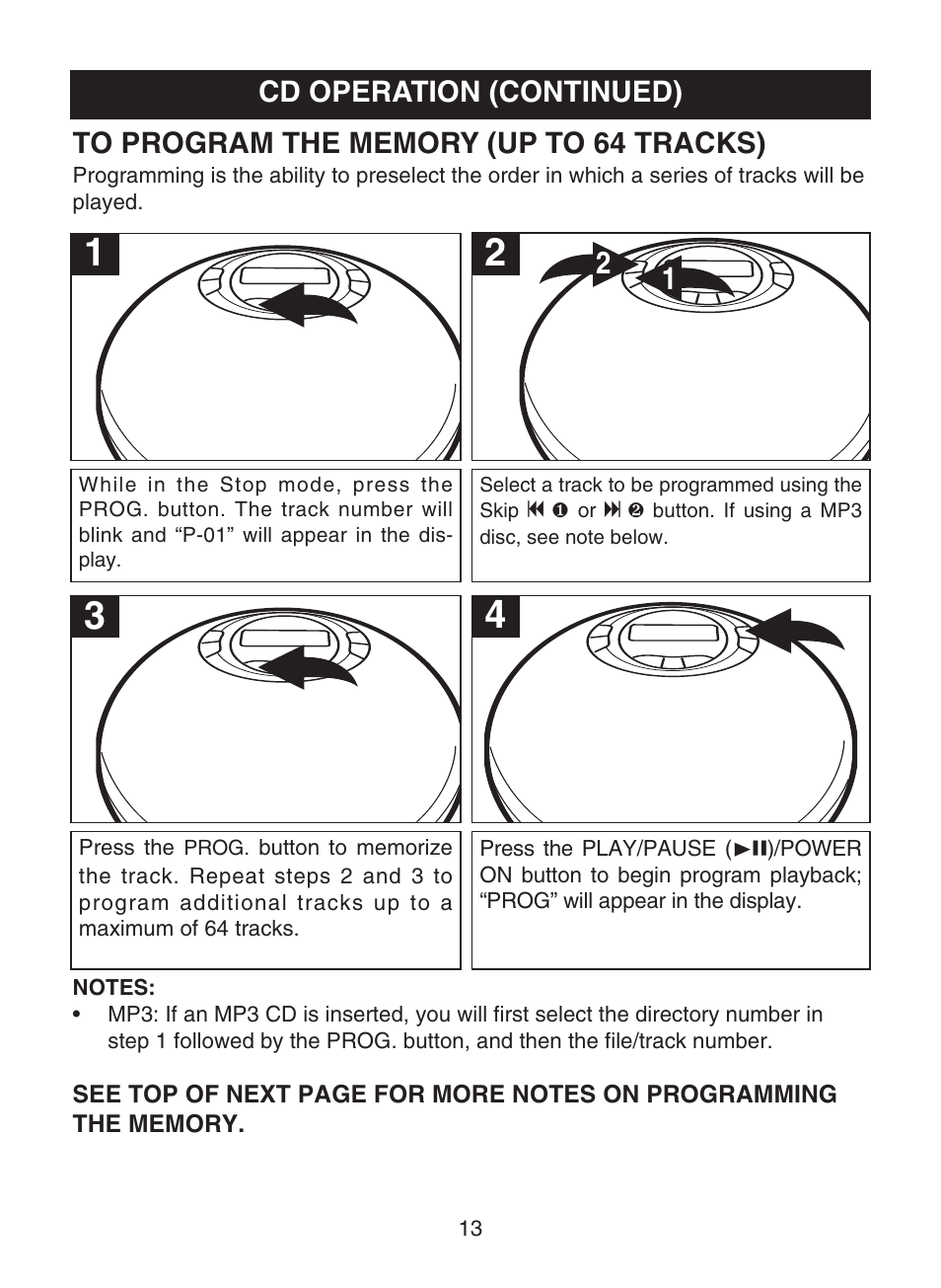 Cd operation (continued) | Memorex MPD8802 User Manual | Page 14 / 22