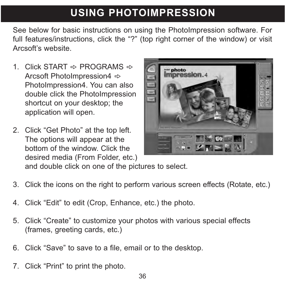 Using photoimpression | Memorex MCC215 User Manual | Page 37 / 48