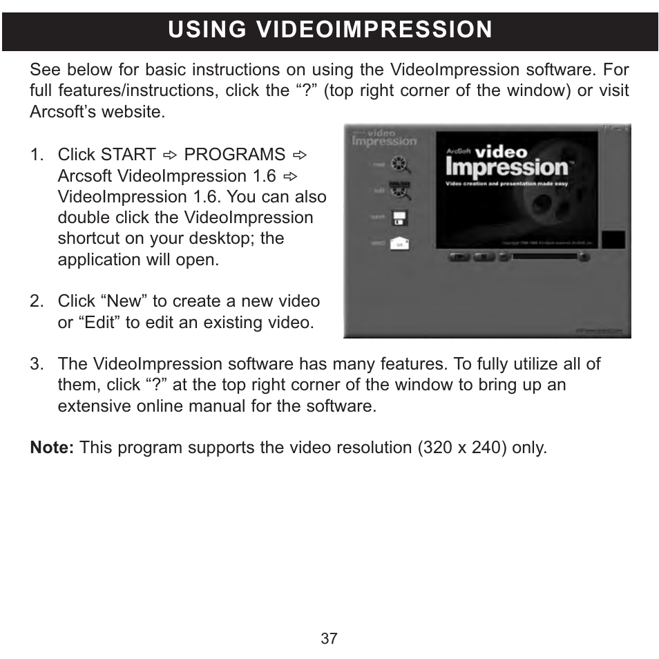 Using videoimpression | Memorex MCC215 User Manual | Page 38 / 48