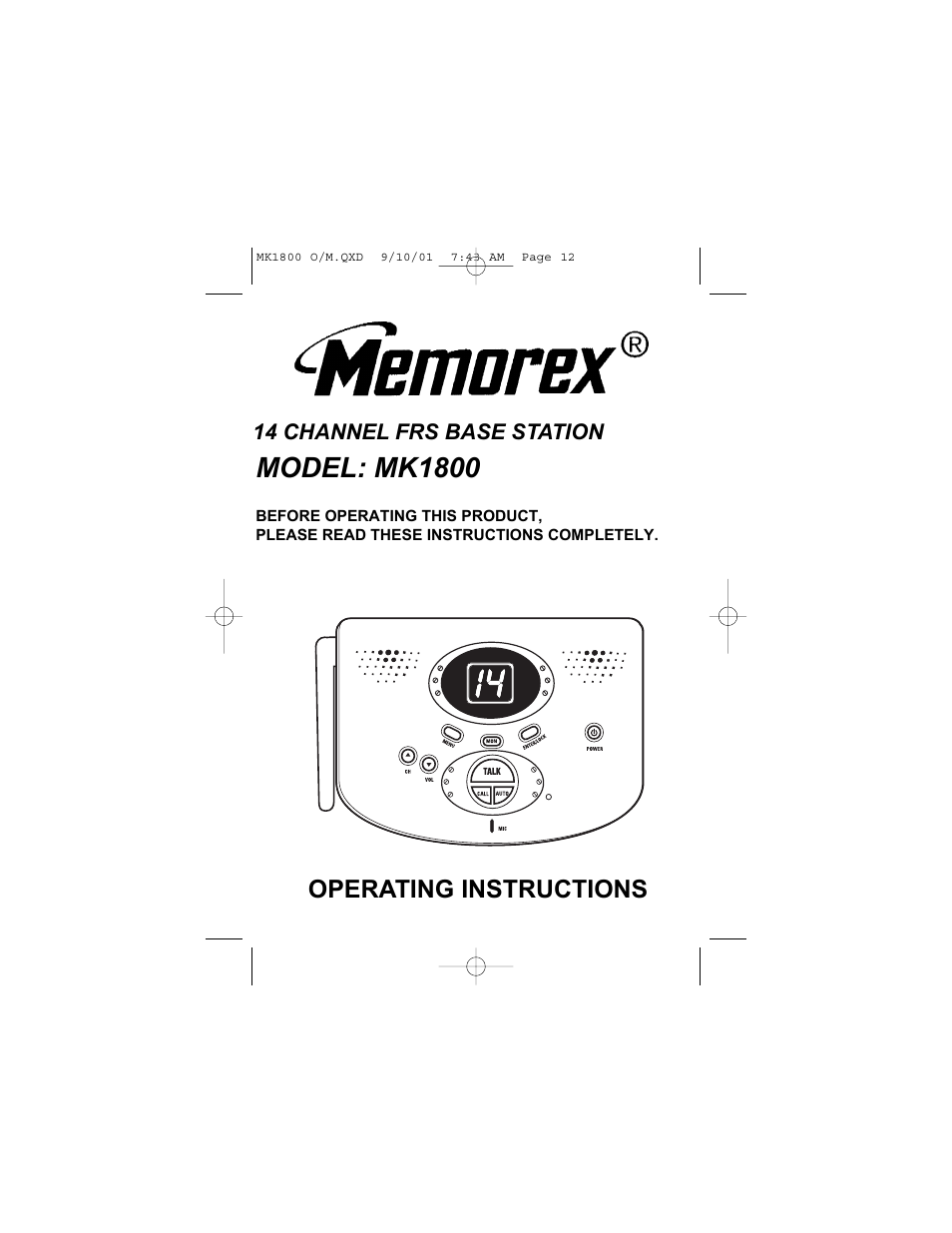 Memorex MK1800 User Manual | 12 pages