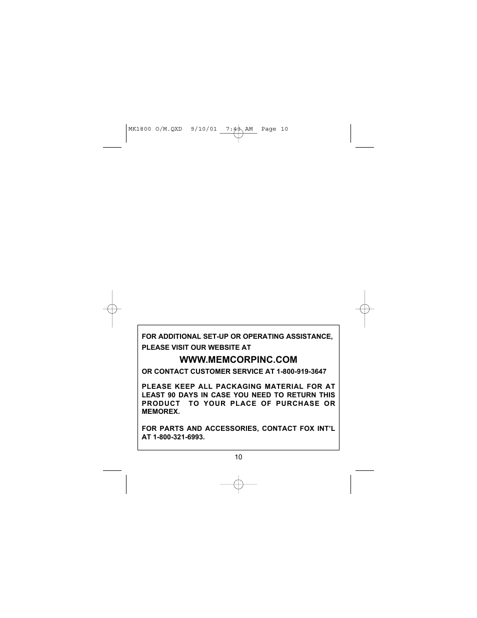 Memorex MK1800 User Manual | Page 11 / 12