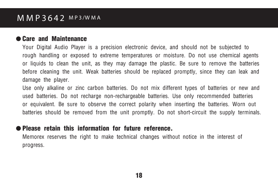 M m p 3 6 4 2 | Memorex MMP3642 User Manual | Page 21 / 25
