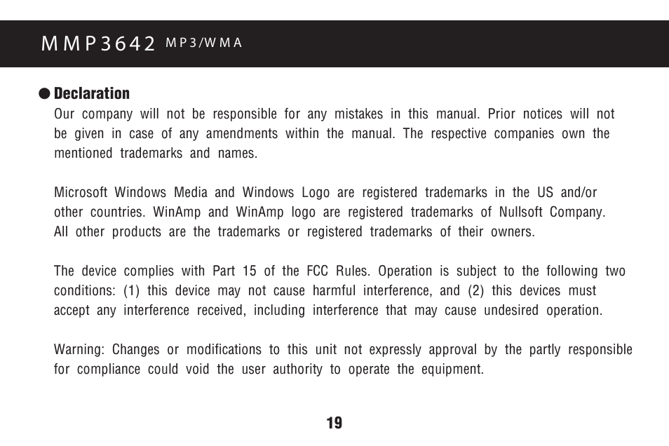 M m p 3 6 4 2 | Memorex MMP3642 User Manual | Page 22 / 25