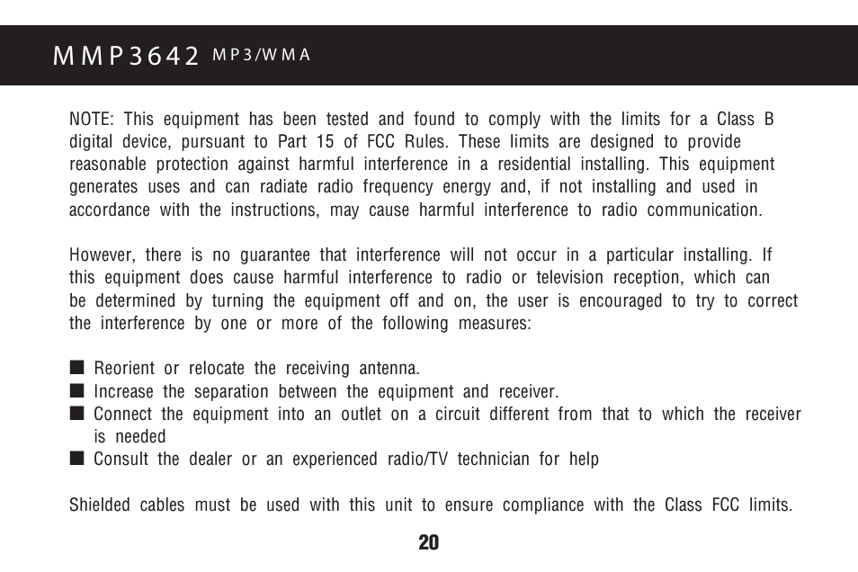 M m p 3 6 4 2 | Memorex MMP3642 User Manual | Page 23 / 25