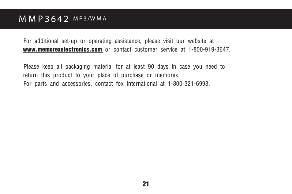 M m p 3 6 4 2 | Memorex MMP3642 User Manual | Page 24 / 25