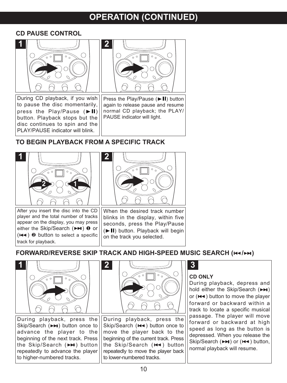 Operation (continued), Cd pause control | Memorex MKS8506 User Manual | Page 11 / 18