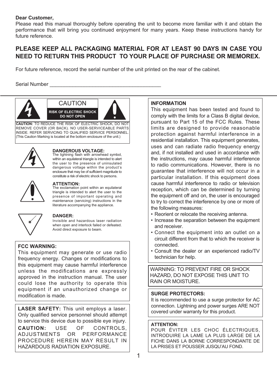 Caution | Memorex MKS8506 User Manual | Page 2 / 18