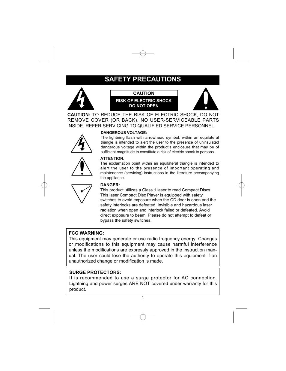 Safety precautions | Memorex MD6456 User Manual | Page 2 / 16