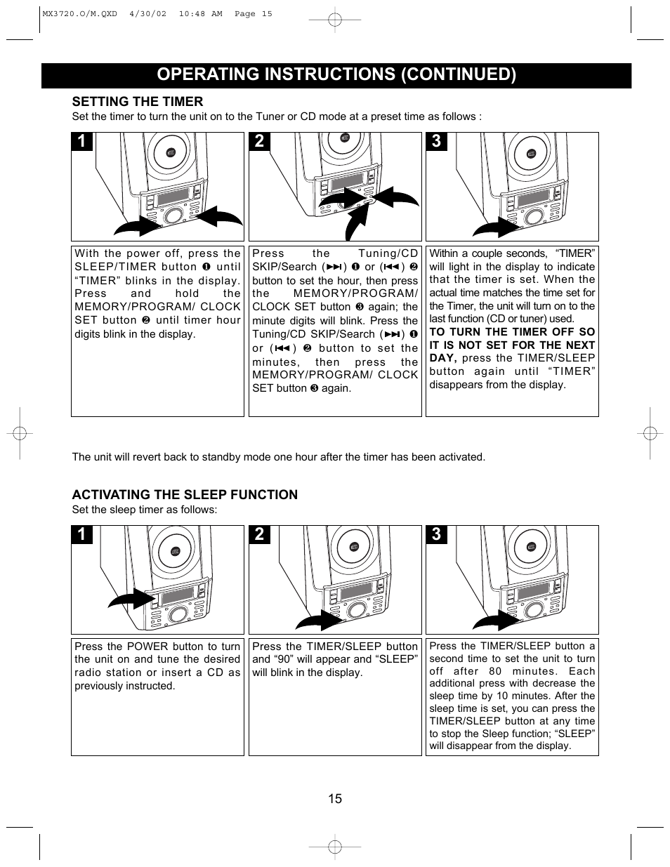 Operating instructions (continued) | Memorex MX3720 User Manual | Page 16 / 21