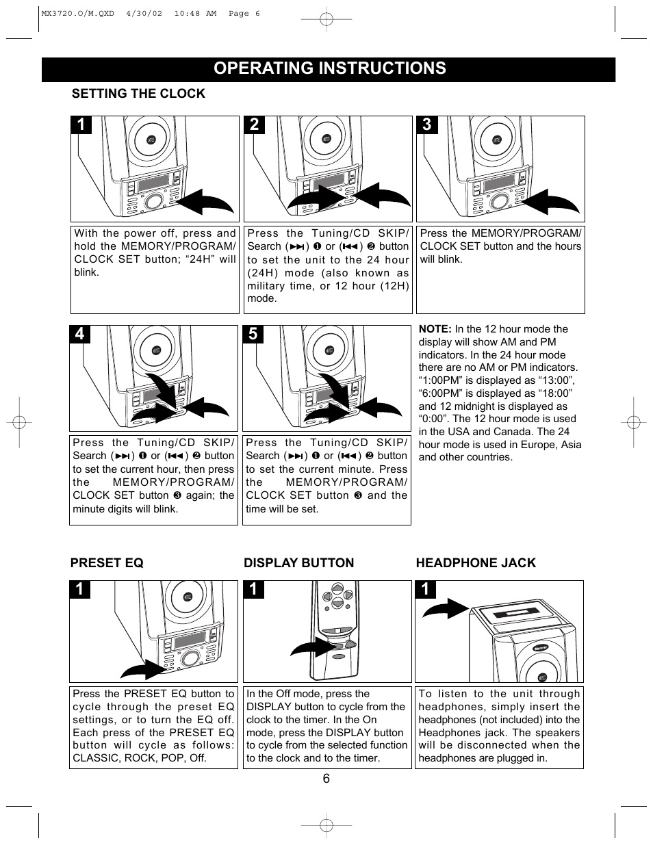 Operating instructions | Memorex MX3720 User Manual | Page 7 / 21