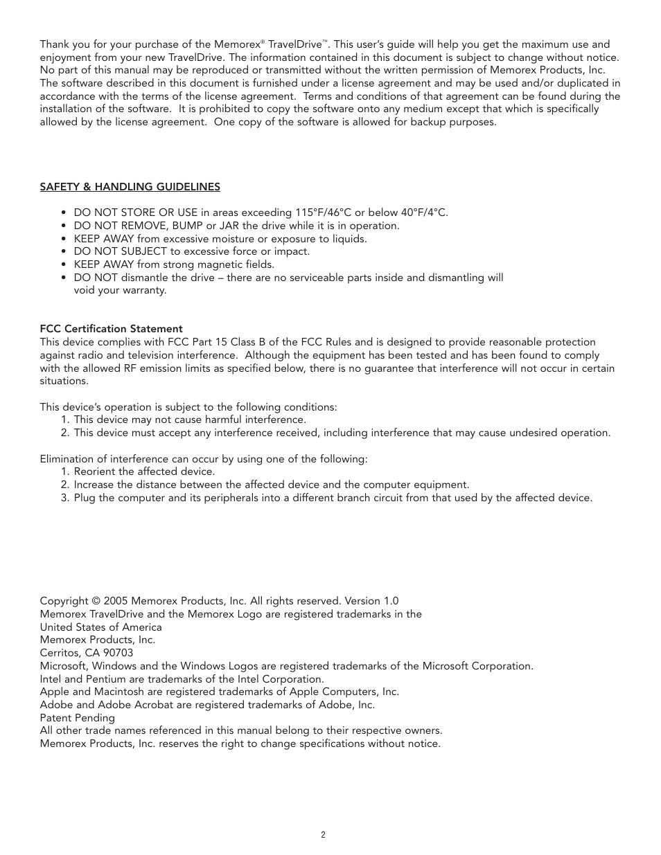 Memorex TravelDrive Travel Drive User Manual | Page 2 / 10