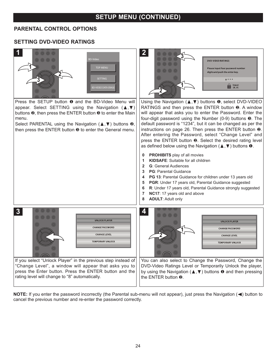 Setup menu (continued) | Memorex MVBD2520 User Manual | Page 25 / 47