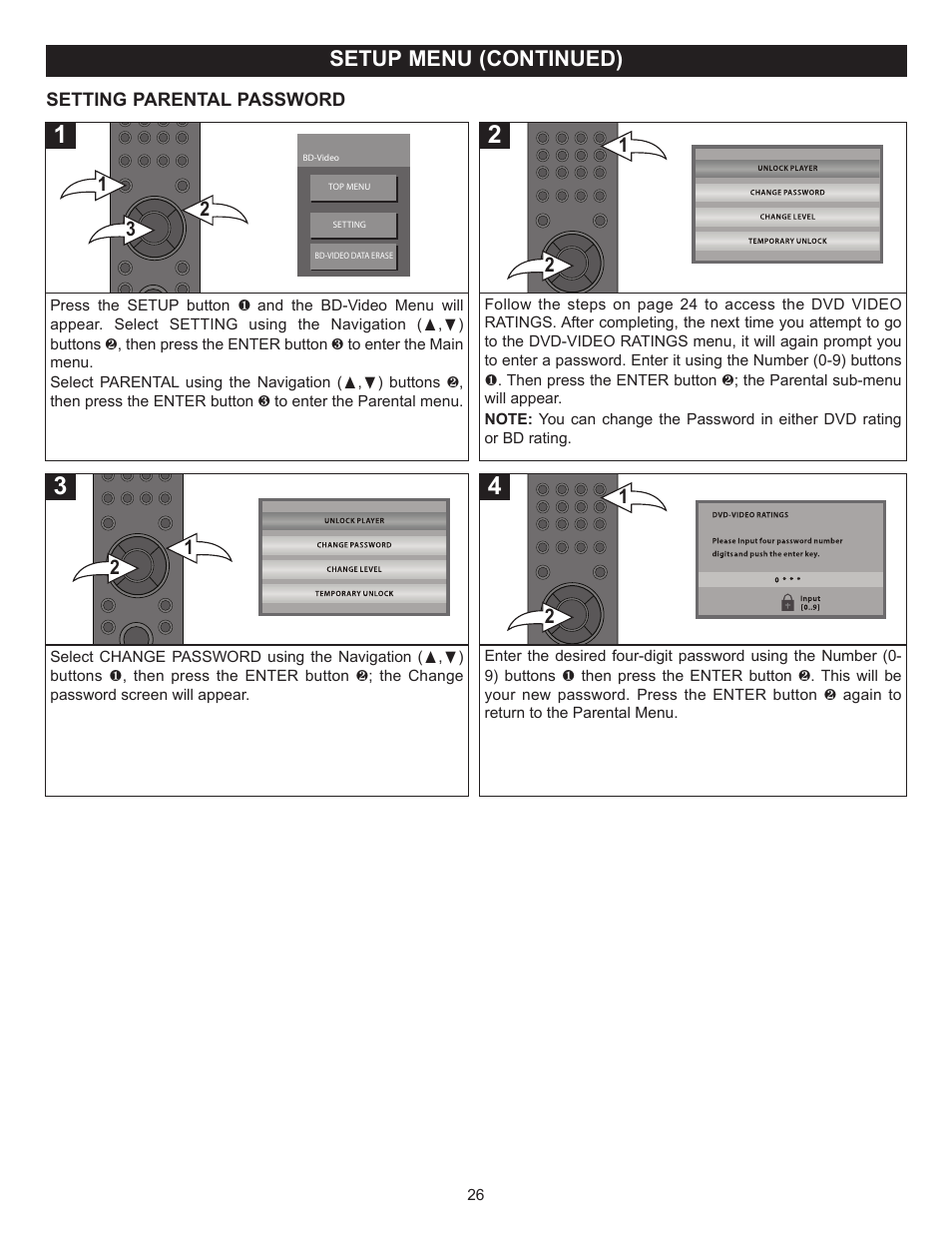 Setup menu (continued) | Memorex MVBD2520 User Manual | Page 27 / 47