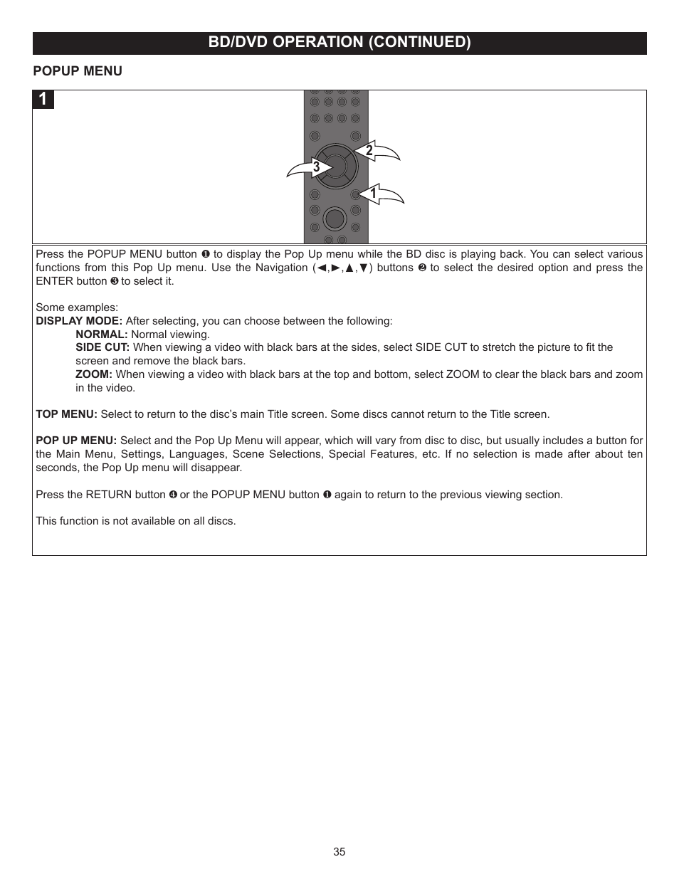 Bd/dvd operation (continued) | Memorex MVBD2520 User Manual | Page 36 / 47