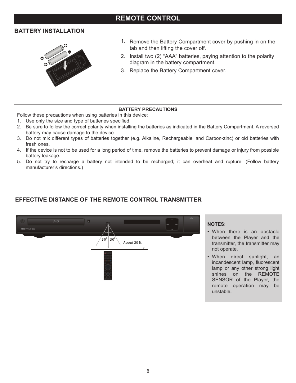 Remote control | Memorex MVBD2520 User Manual | Page 9 / 47