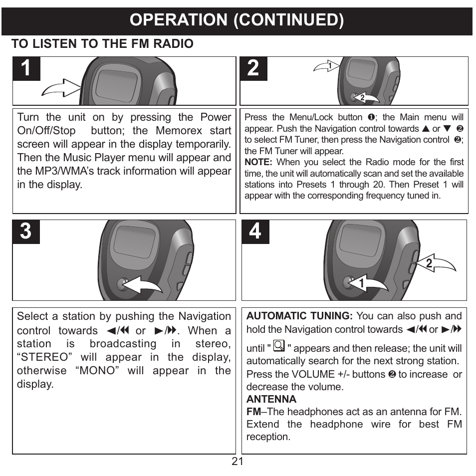 Operation (continued) | Memorex 8564 User Manual | Page 22 / 42