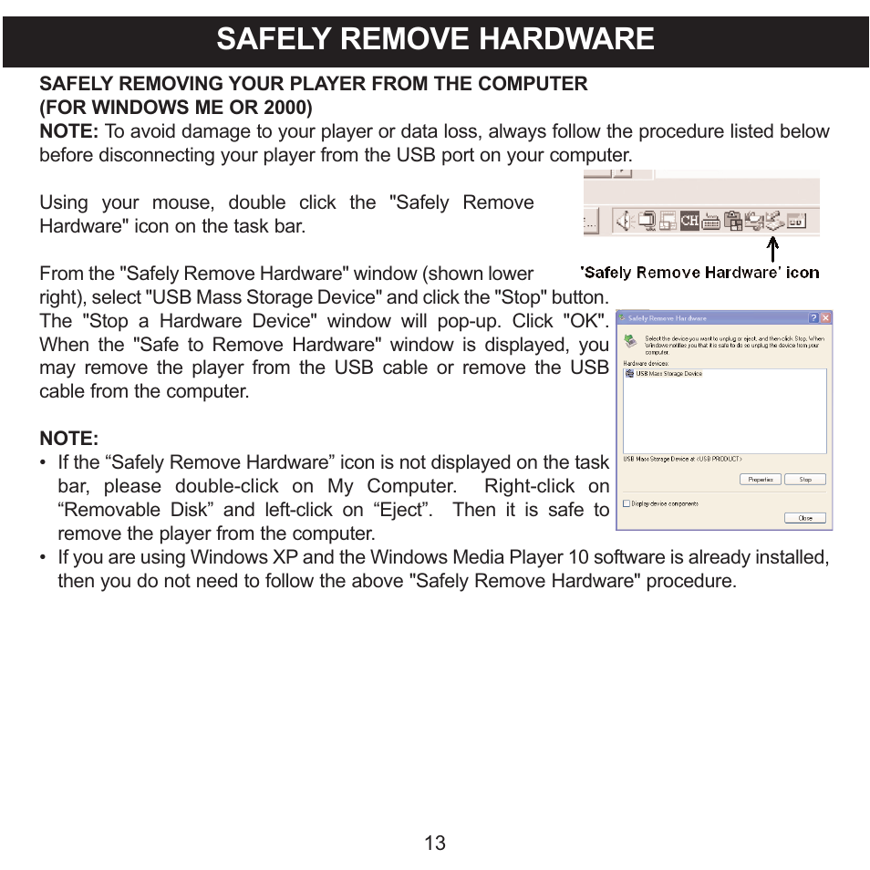 Safely remove hardware | Memorex MMP3780 User Manual | Page 14 / 74