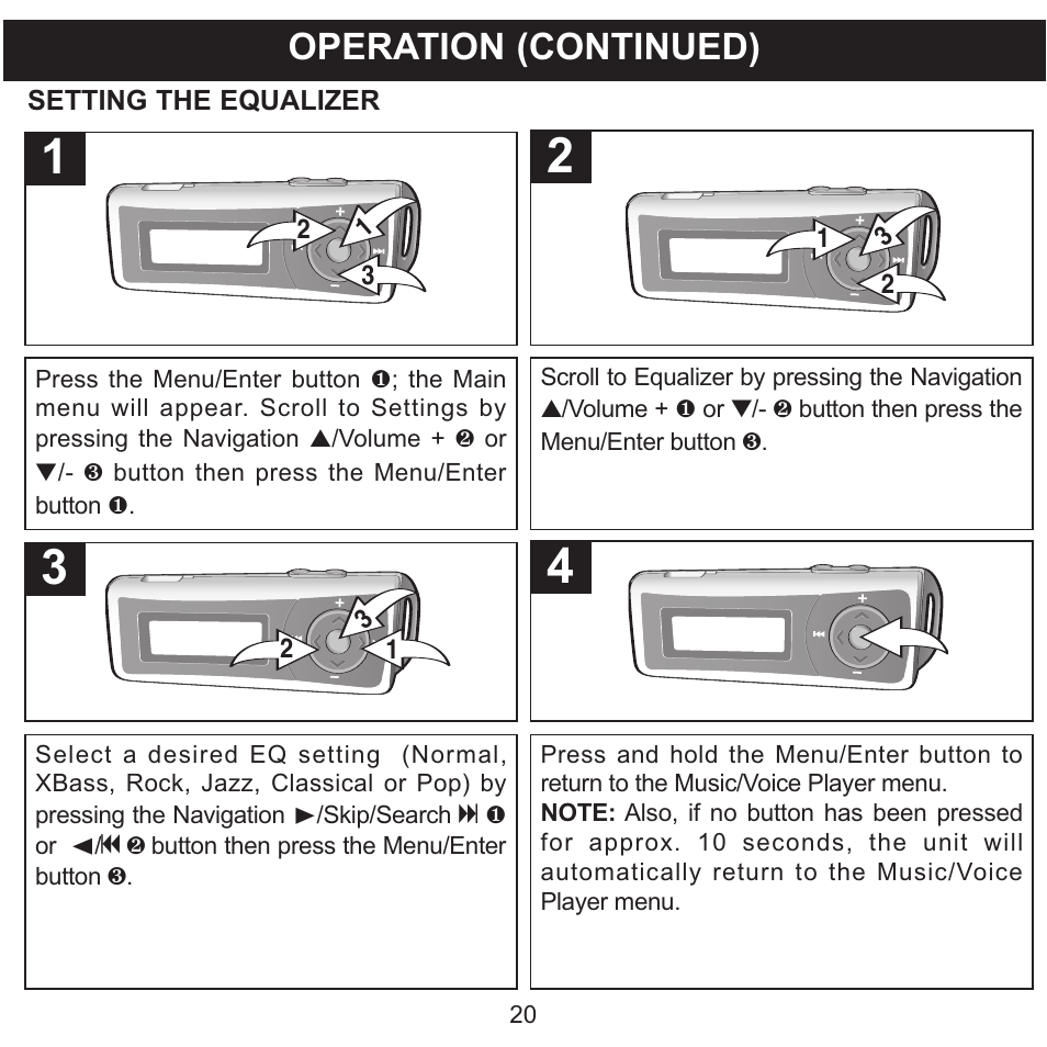 Operation (continued) | Memorex MMP3780 User Manual | Page 21 / 74