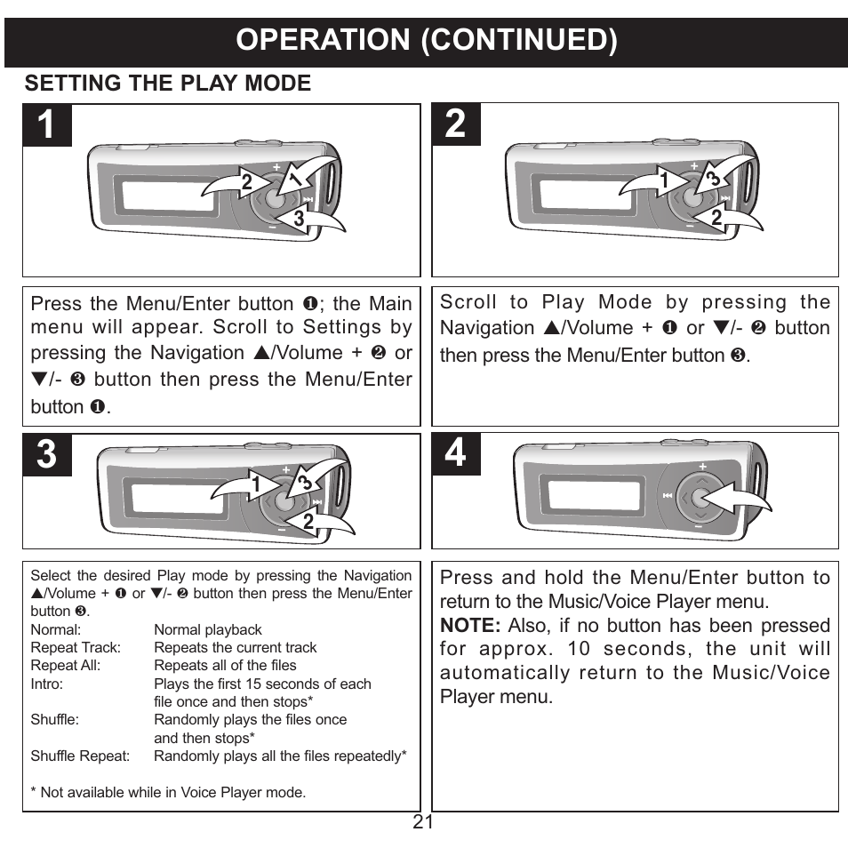 Operation (continued) | Memorex MMP3780 User Manual | Page 22 / 74