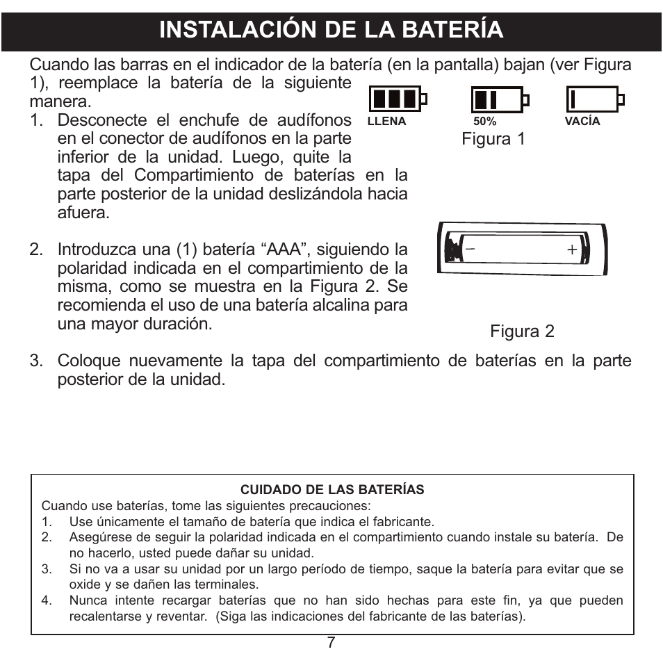 Instalación de la batería | Memorex MMP3780 User Manual | Page 44 / 74