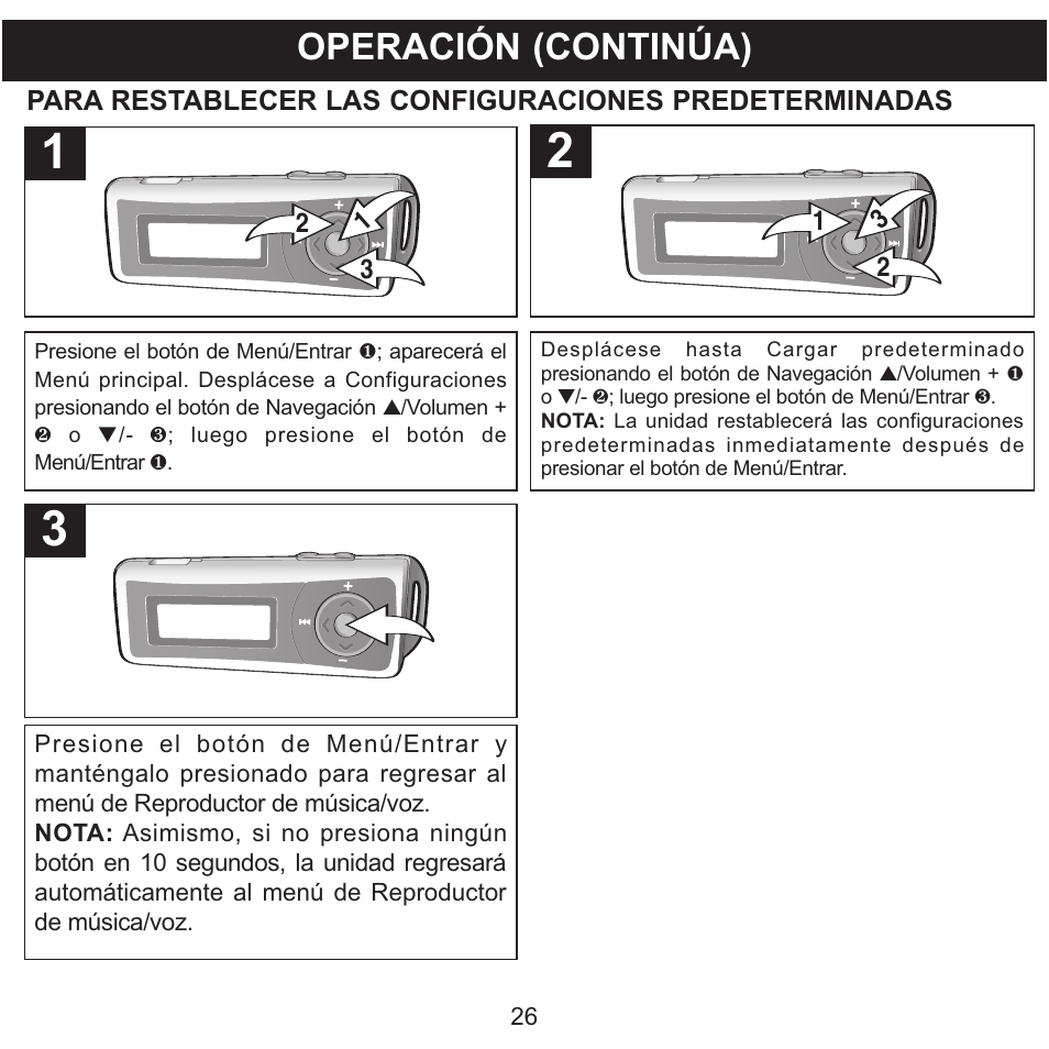 Operación (continúa) | Memorex MMP3780 User Manual | Page 63 / 74