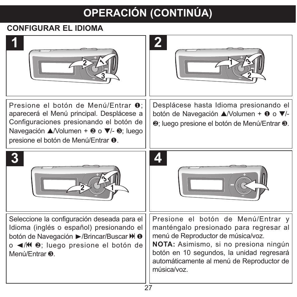 Operación (continúa) | Memorex MMP3780 User Manual | Page 64 / 74
