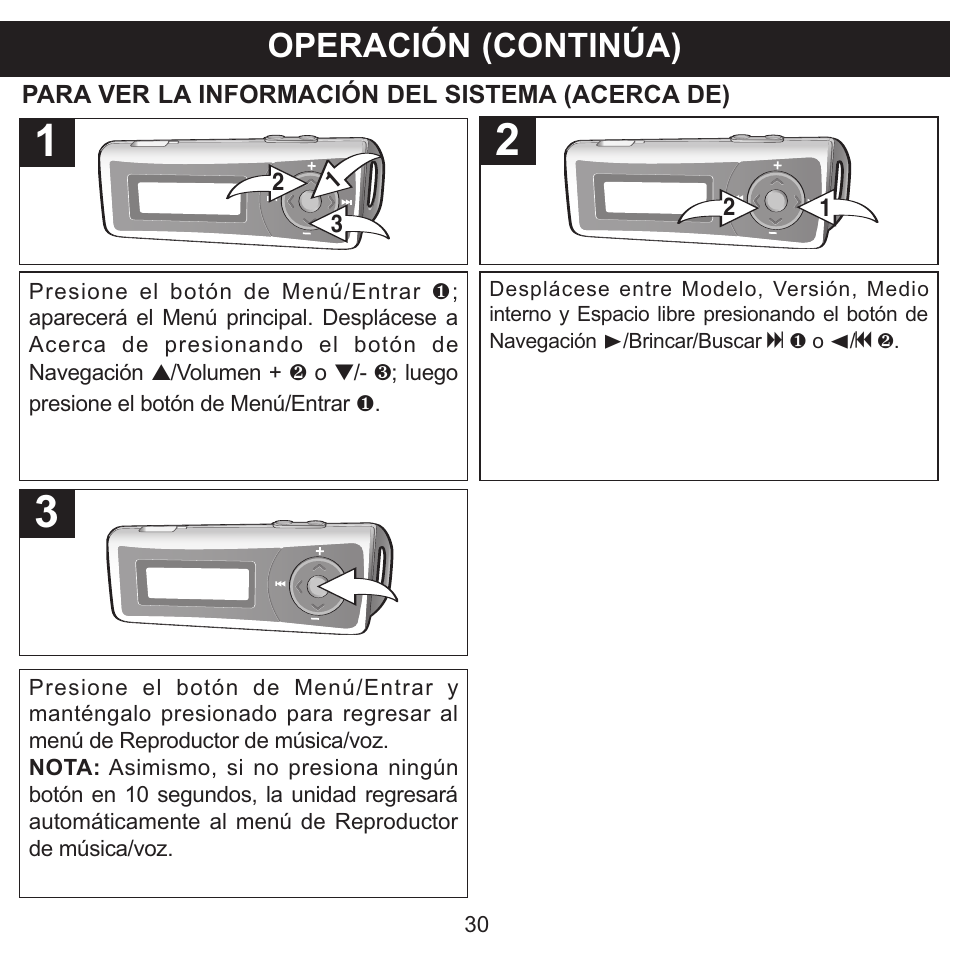 Operación (continúa) | Memorex MMP3780 User Manual | Page 67 / 74
