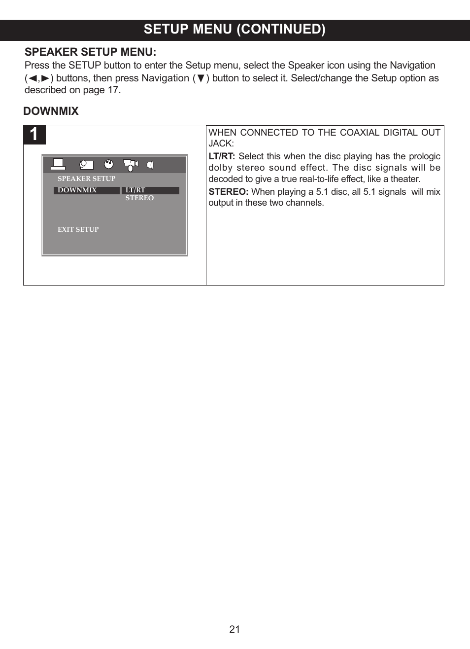 Setup menu (continued) | Memorex MVDP1077 User Manual | Page 22 / 41