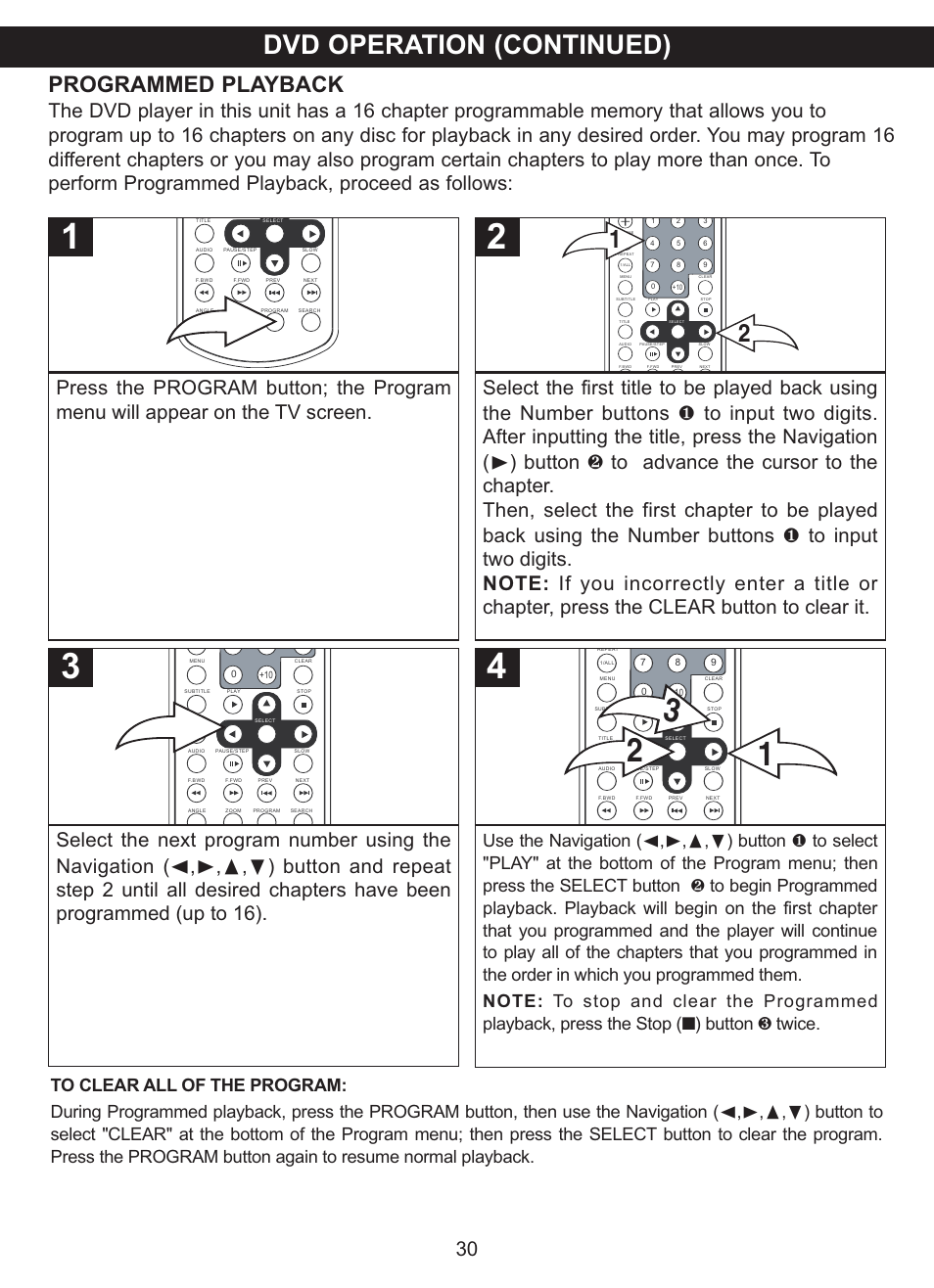 Dvd operation (continued), Programmed playback | Memorex MVDP1077 User Manual | Page 31 / 41