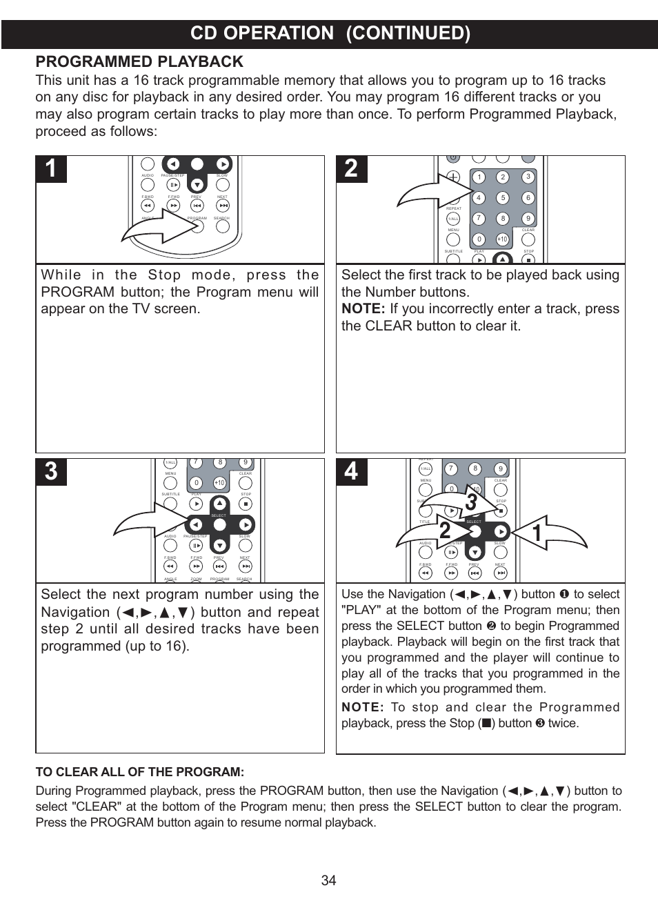 Cd operation (continued), Programmed playback | Memorex MVDP1077 User Manual | Page 35 / 41