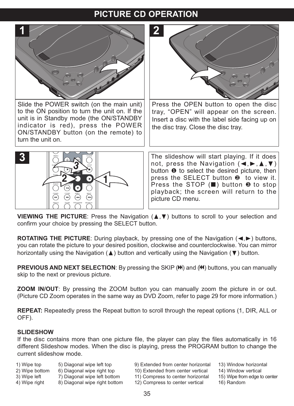 Picture cd operation | Memorex MVDP1077 User Manual | Page 36 / 41