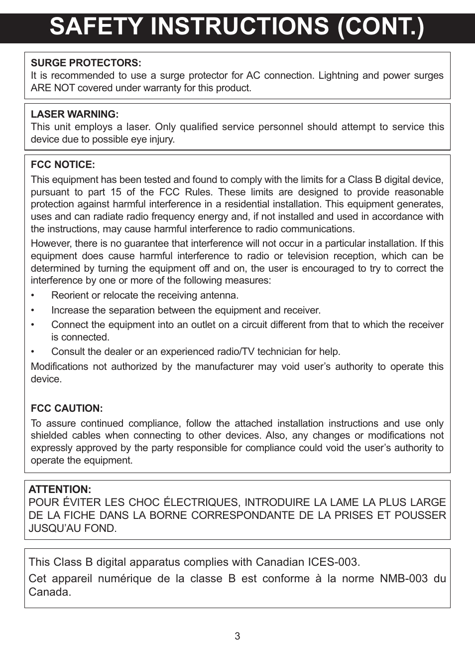 Safety instructions (cont.) | Memorex MVDP1077 User Manual | Page 4 / 41